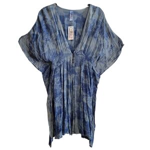 Blue Tie Dye Turtles Beachy Boho Top Wmns One Size New Swim Vacation Resort